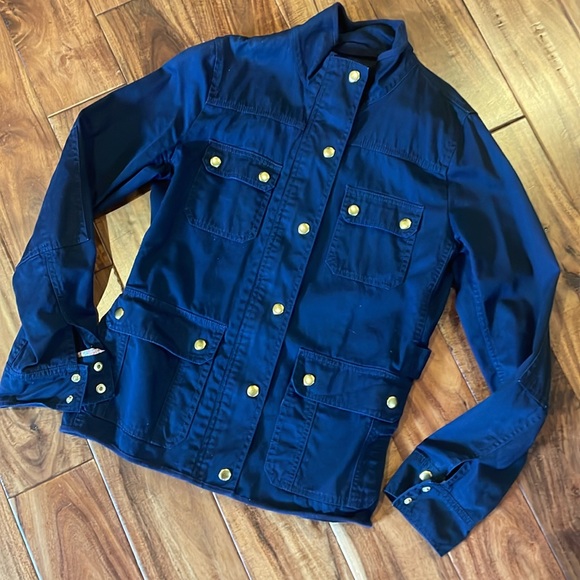 Women's J. Crew Relaxed Boyfriend Field Utility Jacket Navy Blue, Small, VGUC - Picture 2 of 9